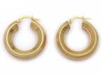 Vintage Italian 14kt yellow gold textured chevron hoop earrings