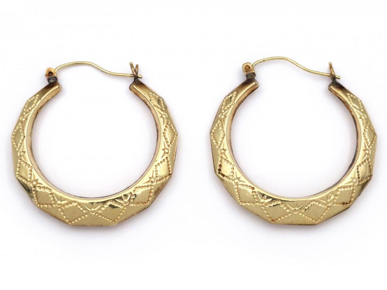 Vintage 10kt yellow gold creole hoop earrings