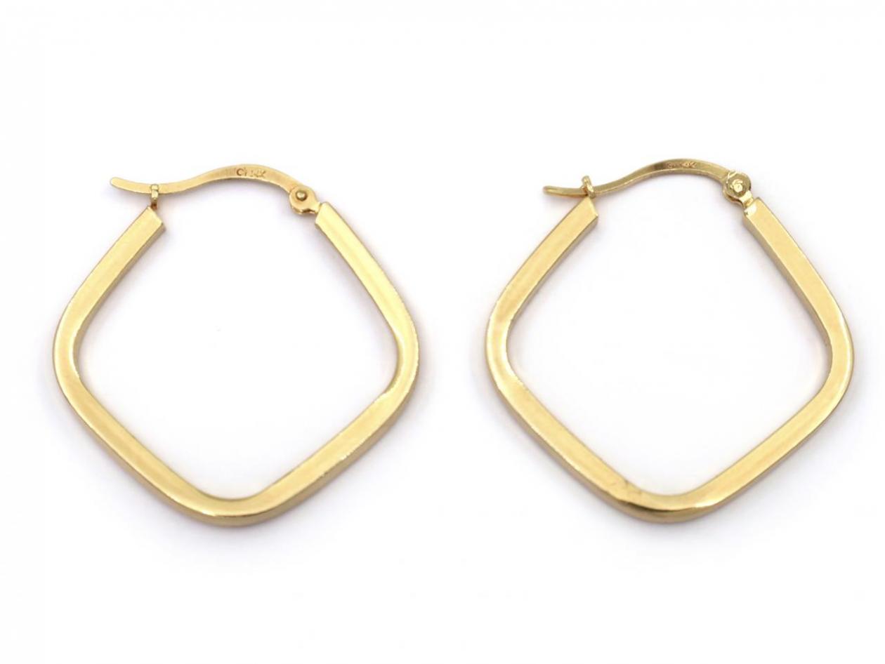 14kt yellow gold squared cushion hoop earrings