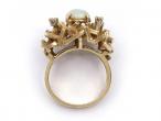 Retro opal and diamond Brutalist cluster ring in 14kt yellow gold