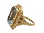 Retro carved 18kt yellow gold and aquamarine ring