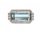 Art Deco East to West aquamarine and diamond cocktail ring