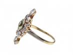 Edwardian peridot and diamond fancy cluster ring in platinum and gold