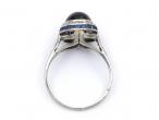 Art Deco cabochon sapphire and diamond target ring in platinum