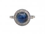 Art Deco cabochon sapphire and diamond target ring in platinum