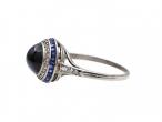 Art Deco cabochon sapphire and diamond target ring in platinum