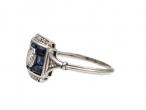 Art Deco diamond and sapphire square target ring in platinum