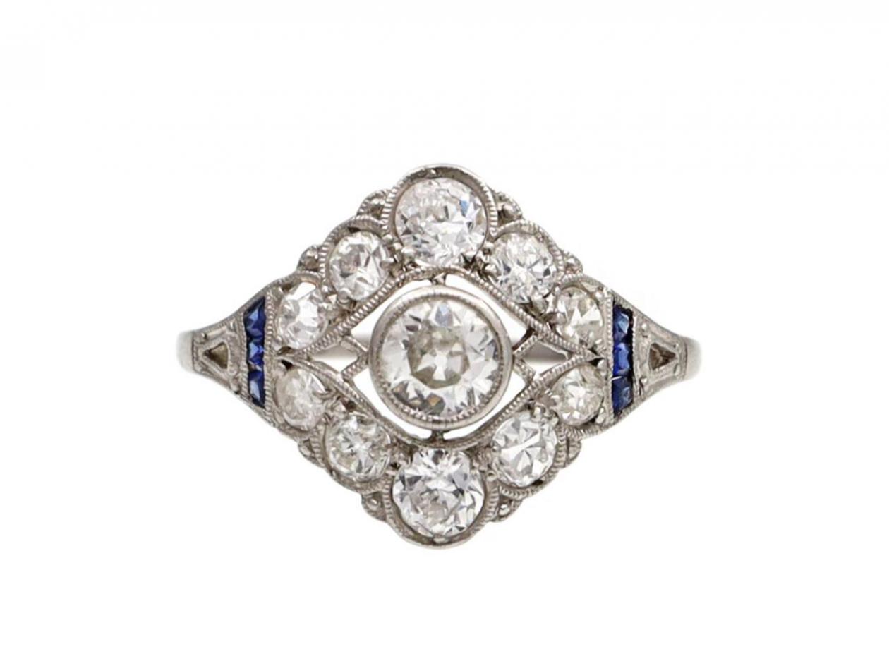 Art Deco open cluster ring with calibre sapphires