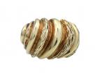 Retro 14kt Yellow Gold Bombe Textured Wave Ring