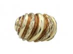 Retro 14kt Yellow Gold Bombe Textured Wave Ring
