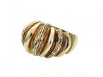 Retro 14kt Yellow Gold Bombe Textured Wave Ring