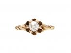 Antique carved solitaire engagement ring in 14kt yellow gold