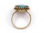 Vintage oval azurmalachite dress ring in 14kt yellow gold