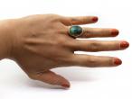 Vintage oval azurmalachite dress ring in 14kt yellow gold