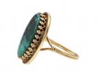 Vintage oval azurmalachite dress ring in 14kt yellow gold