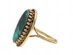 Vintage oval azurmalachite dress ring in 14kt yellow gold