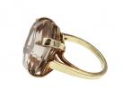 Retro hexagonal smokey quartz dress ring in 14kt yellow gold