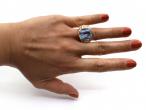 Chunky Retro Synthetic Blue Spinel & Diamond Cocktail Ring