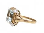 1960s Aquamarine & Diamond Cocktail Ring in 18kt Yellow Gold
