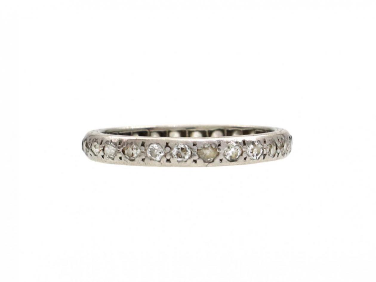 Art Deco diamond set full eternity ring in platinum