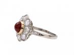 Vintage ruby cabochon and diamond floral cluster ring