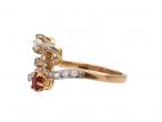 Edwardian ruby and diamond bow ring in platinum and yellow gold