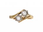 1980s diamond two stone ring in 18kt yellow gold