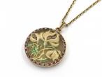 Art Nouveau plique-à-jour flower locket in 18kt yellow gold