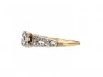 Antique Old Mine cut diamond solitaire ring with diamond shoulders