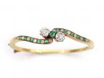 Antique emerald and diamond twist bangle