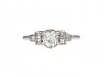 Art Deco diamond flanked solitaire engagement ring
