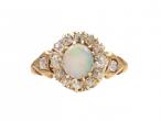 1876 opal and diamond cluster ring in 18kt yellow gold