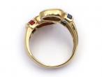 1980s sapphire and ruby crossover ring in 18kt yellow gold