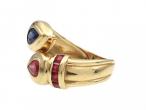 1980s sapphire and ruby crossover ring in 18kt yellow gold