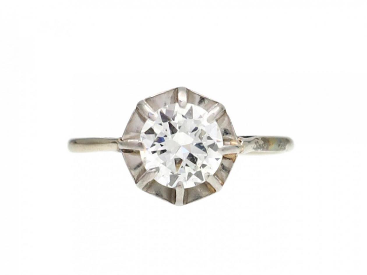 Edwardian diamond solitaire engagement ring in platinum