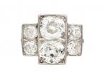 Art Deco Old Mine cut diamond cluster ring in platinum