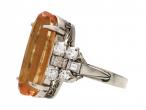 1950s Imperial topaz and diamond cocktail ring in platinum