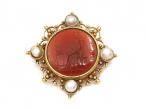 Antique French carved intaglio brooch