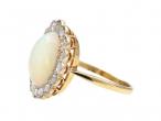 Antique Opal & Diamond Oval Cluster Ring in 18kt Yellow Gold
