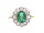 Art Deco style emerald and diamond cluster ring