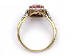Vintage pink sapphire and diamond cluster ring in 18kt yellow gold