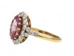 Vintage pink sapphire and diamond cluster ring in 18kt yellow gold
