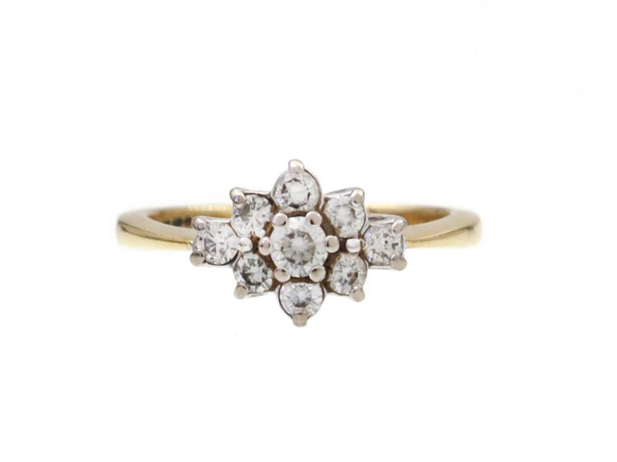 Vintage diamond fancy cluster ring in 18kt yellow gold