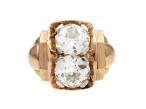 French two stone tank ring in 18kt yellow gold