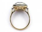 Ceylon sapphire and diamond geometric cluster ring