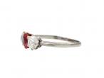 Edwardian ruby and diamond three stone ring in platinum