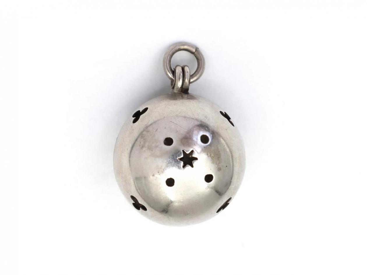 1900 sterling silver polished pomander pendant