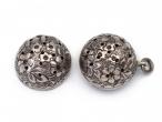 Victorian sterling silver floral pomander pendant