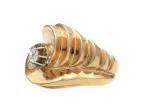 1940s French diamond set terraced swirl ring in yellow gold