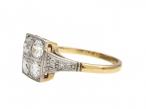 Edwardian diamond square cluster ring in platinum and 18kt yellow gold